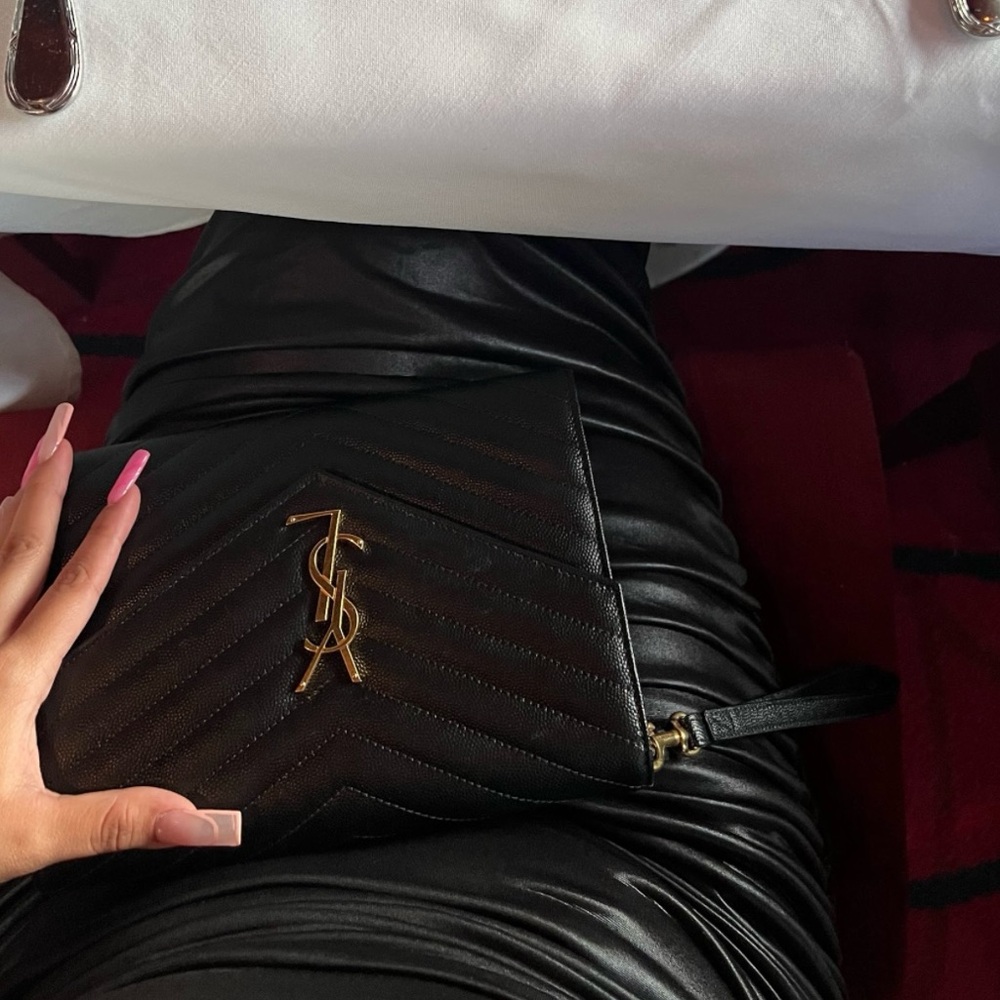 YSL Cassandre Matellasse Flap Pouch Leater